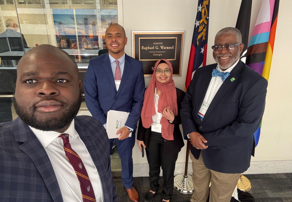 Outside Senator Warnock's office with Governor Watkins